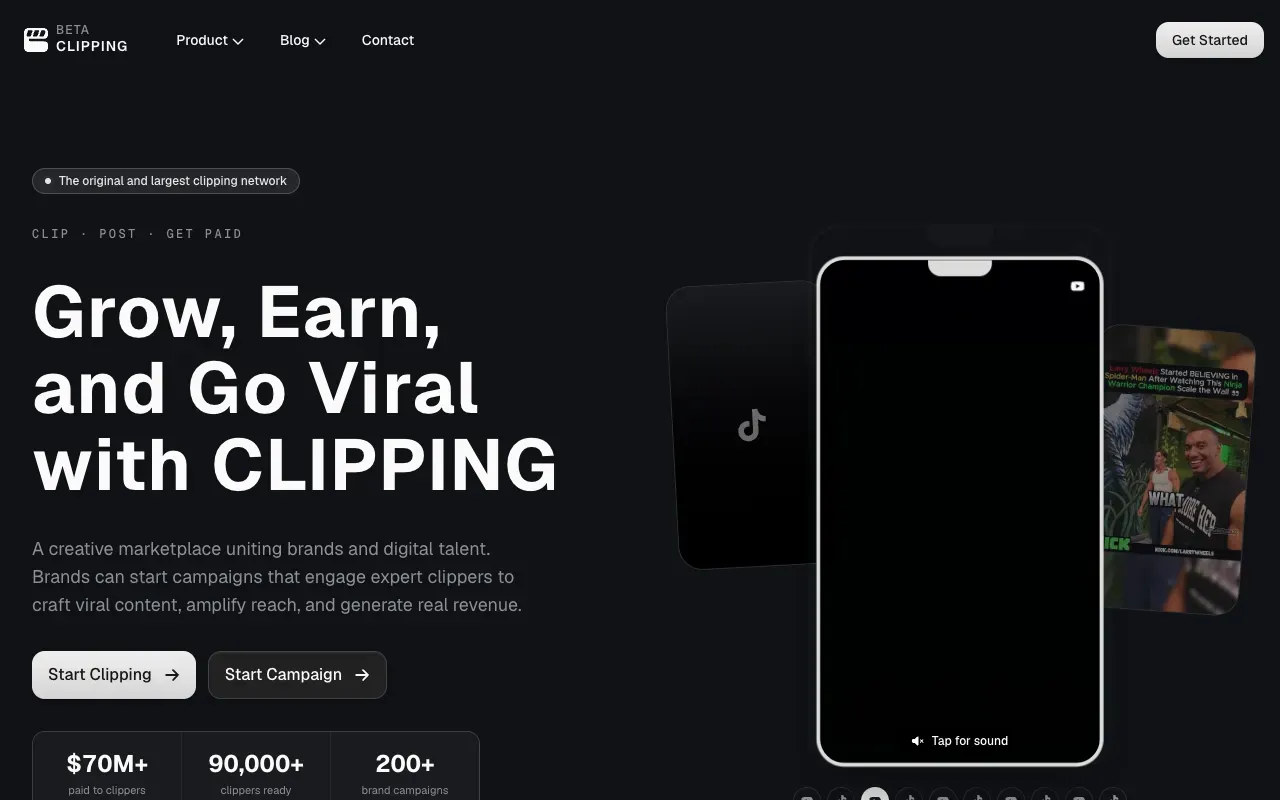 Clipping website, clipping.net homepage