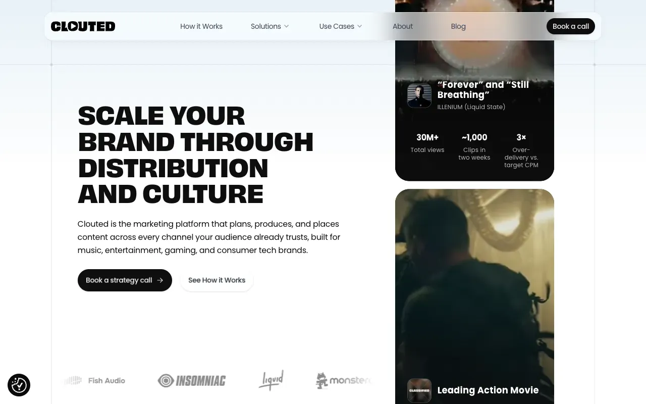 Clouted website, clouted.com homepage