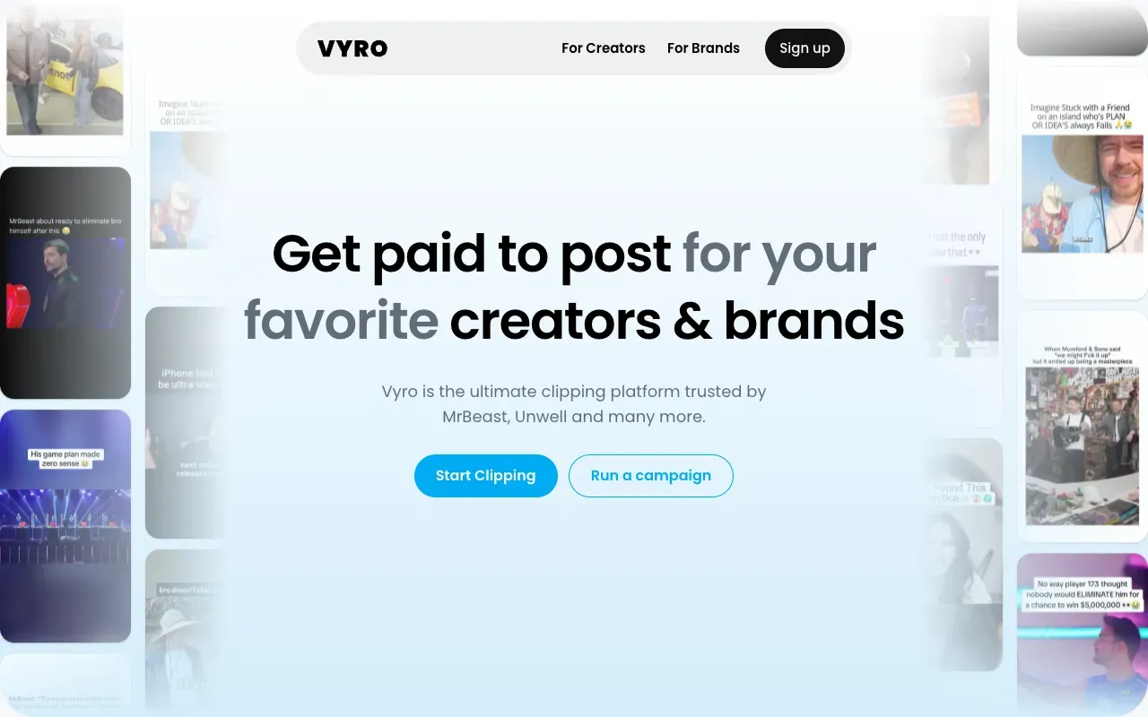 Vyro website, vyro.com homepage